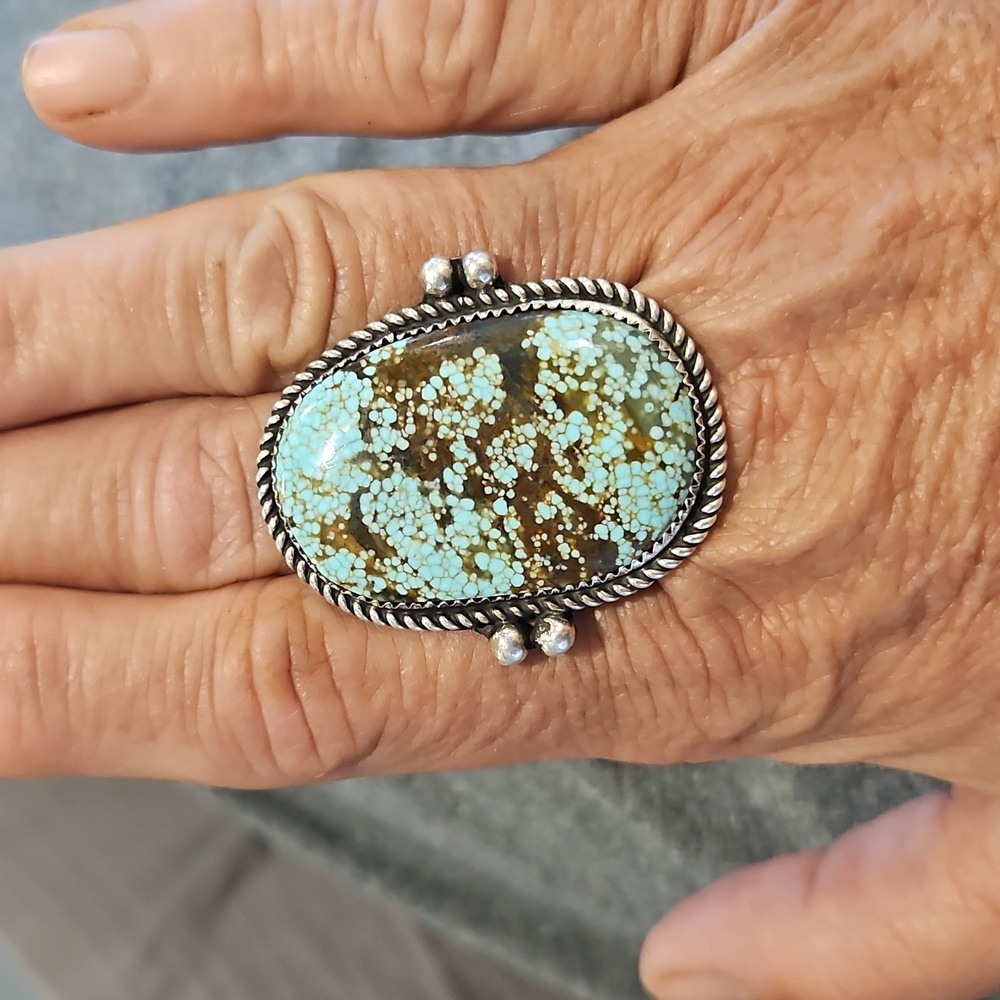 Native Statement And Adjustable Turquoise Ring - image 4
